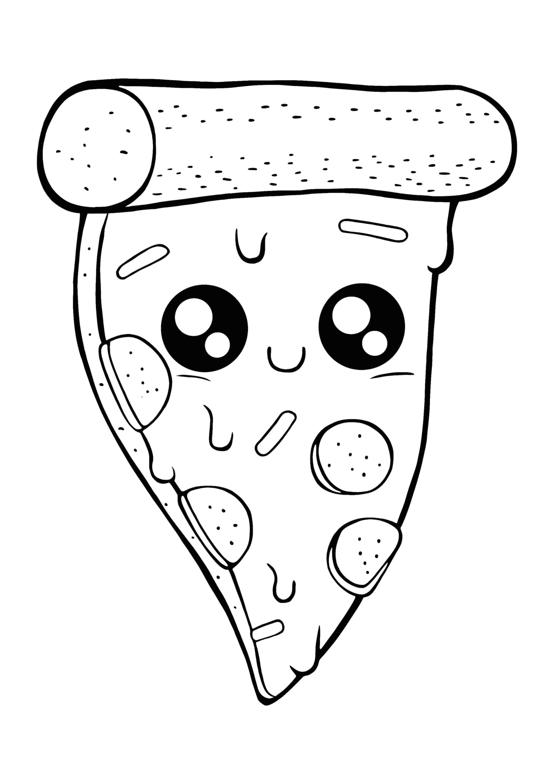 Coloring Pages Kawaii Pizza Coloring Page