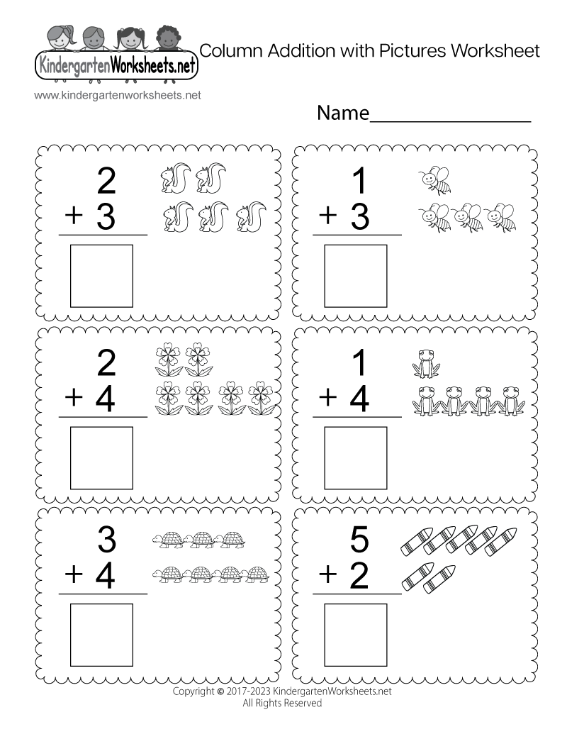 adding worksheets for kindergarten