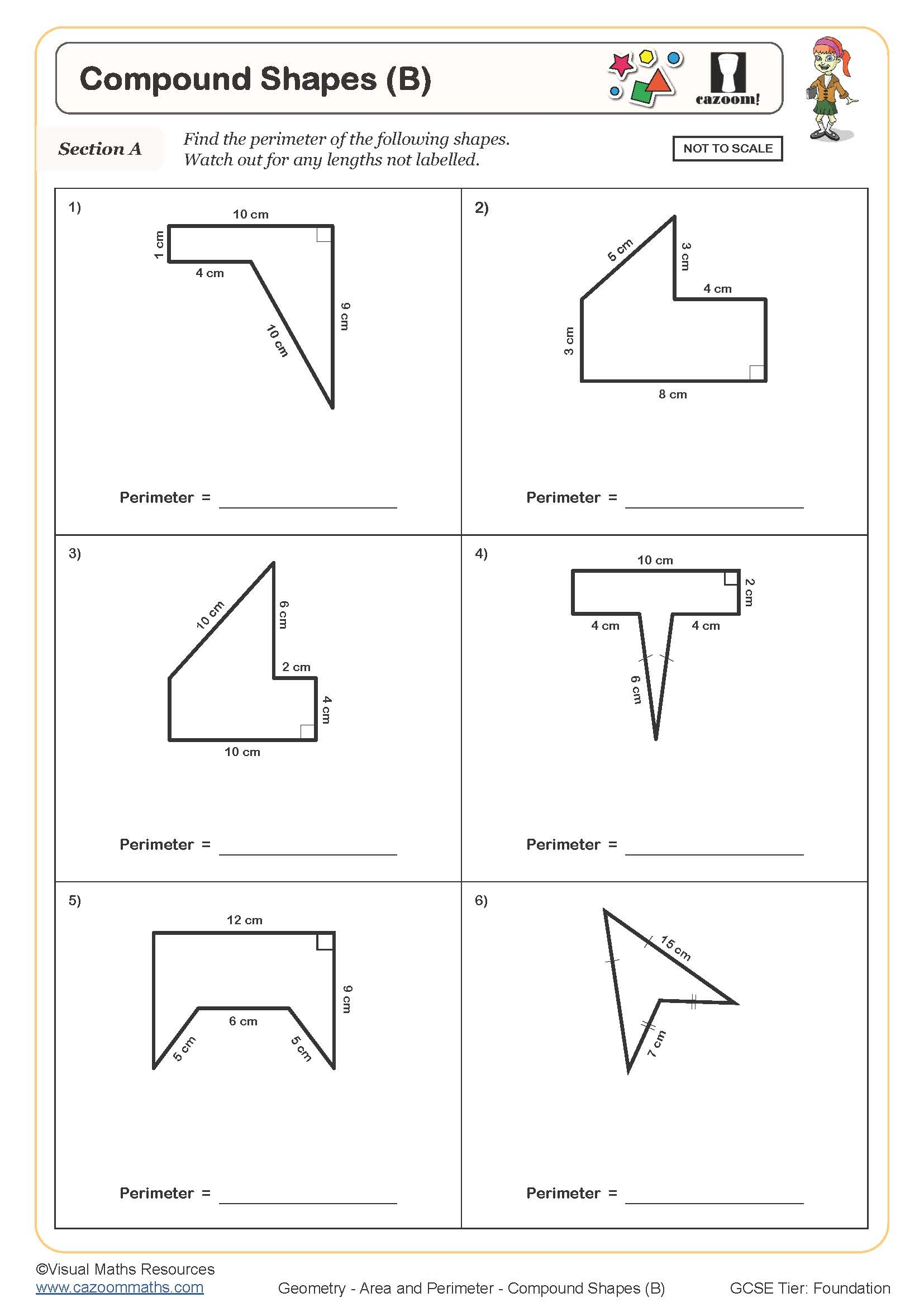 Compound Shapes B Cazoom Maths Worksheets