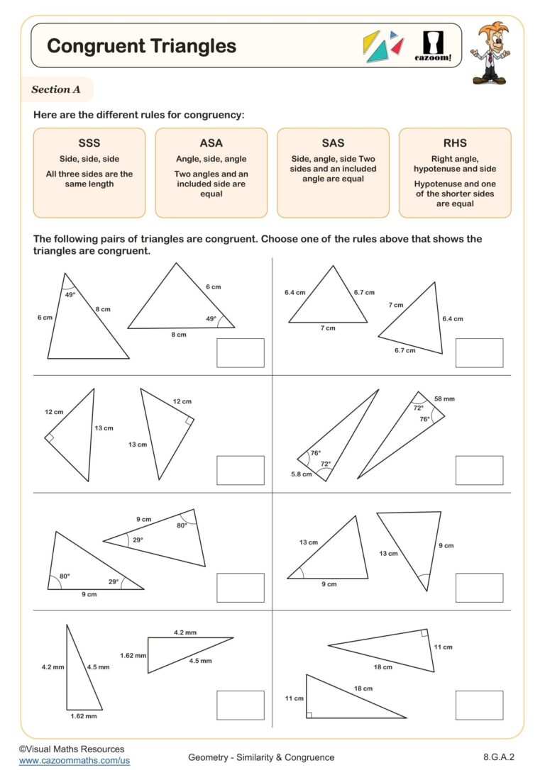 Congruent Triangles Worksheet Fun And Engaging 8th Grade Geometry Worksheet