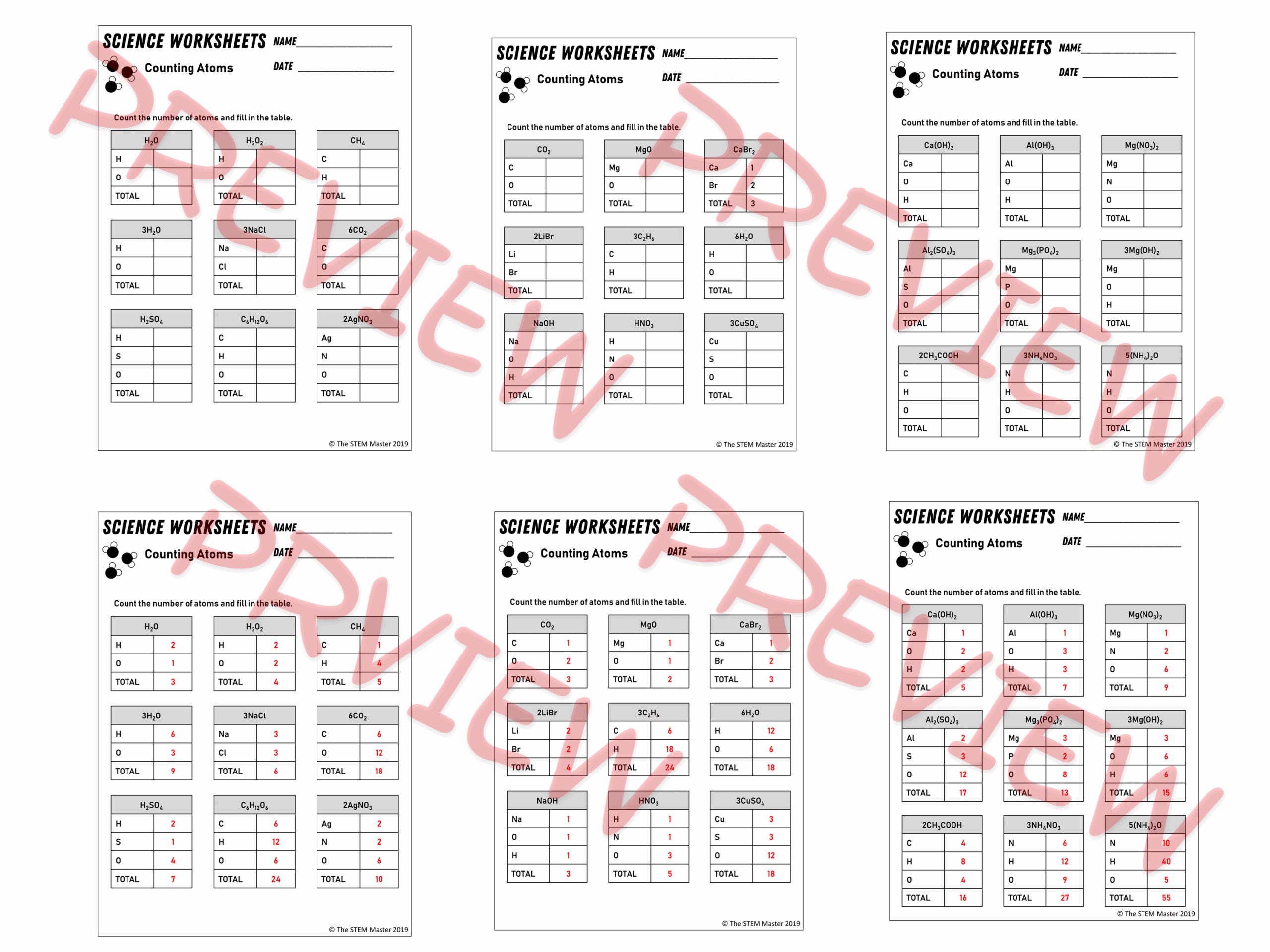 Counting Atoms Worksheets Made By Teachers