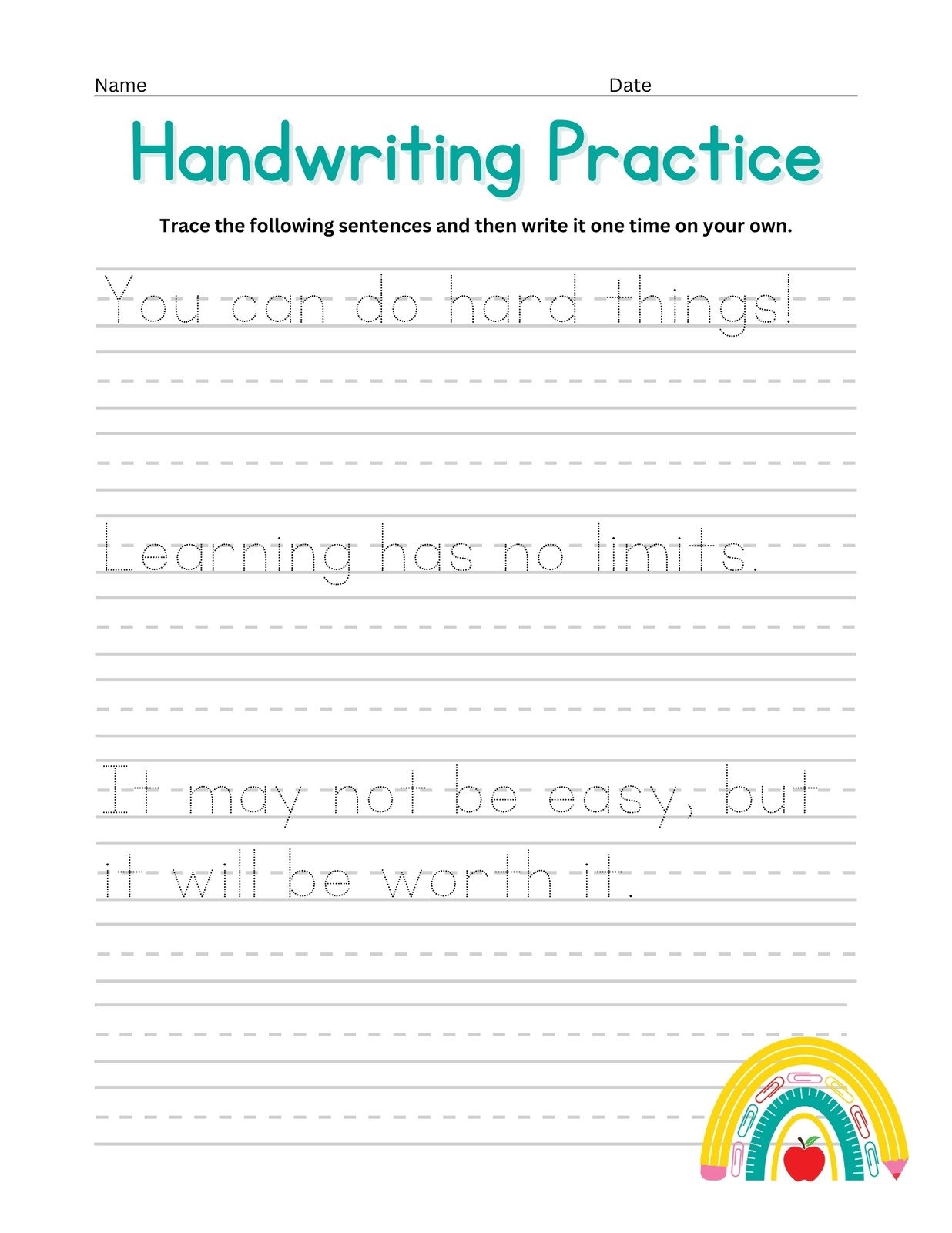 writing practice worksheets