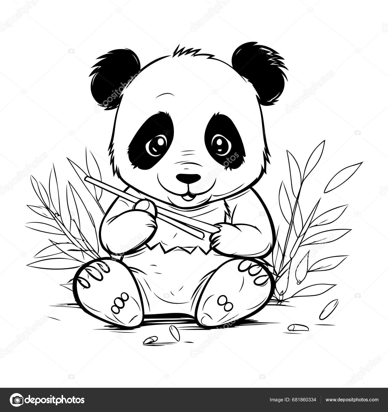 Cute Cartoon Panda Bear Coloring Page Vector Illustration Children Stock Vector By ibrandify 681860334