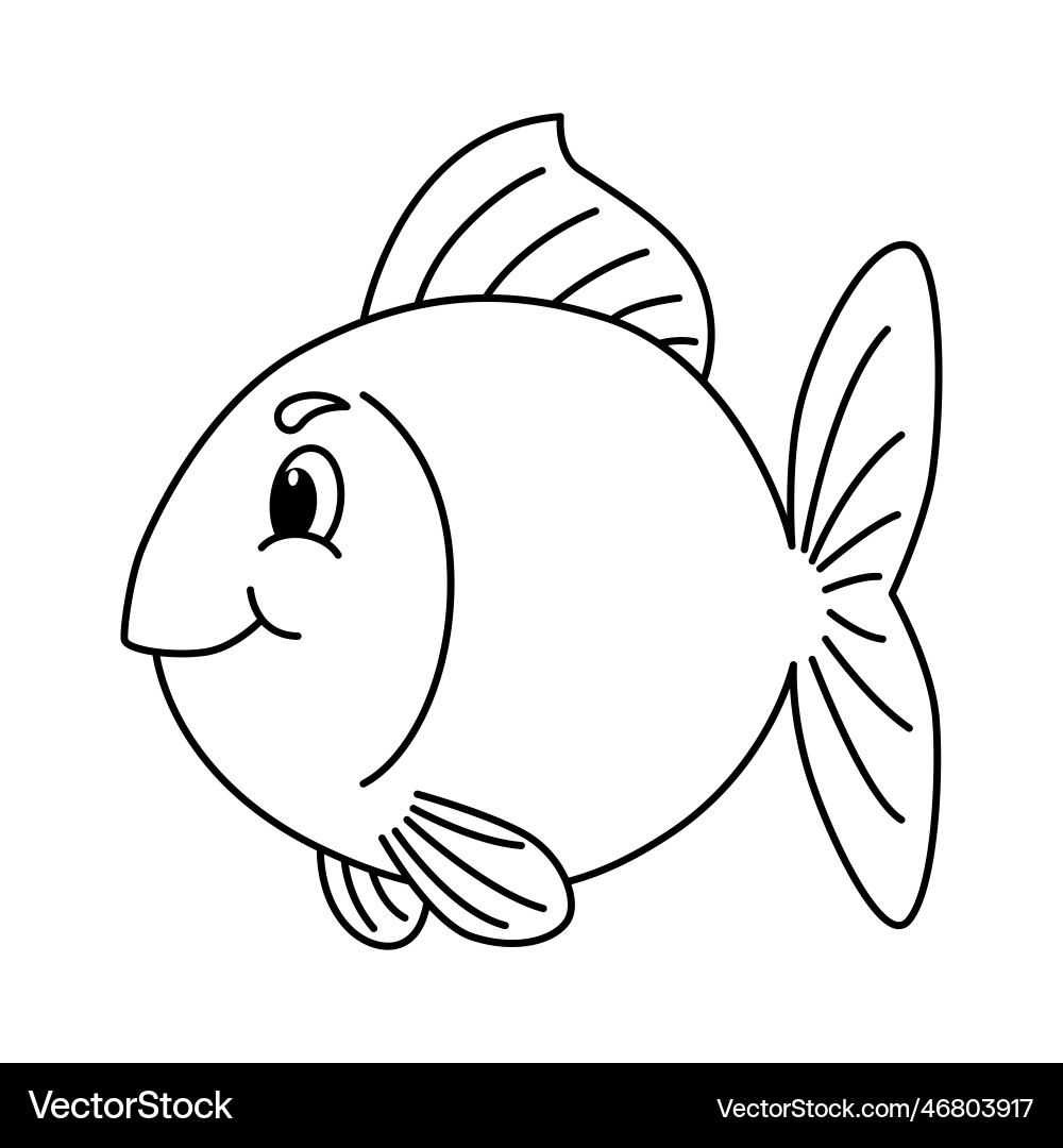 Cute Fish Cartoon Coloring Page For Kids Vector Image Cute Fish Cartoon Coloring Page For Kids Vector Image