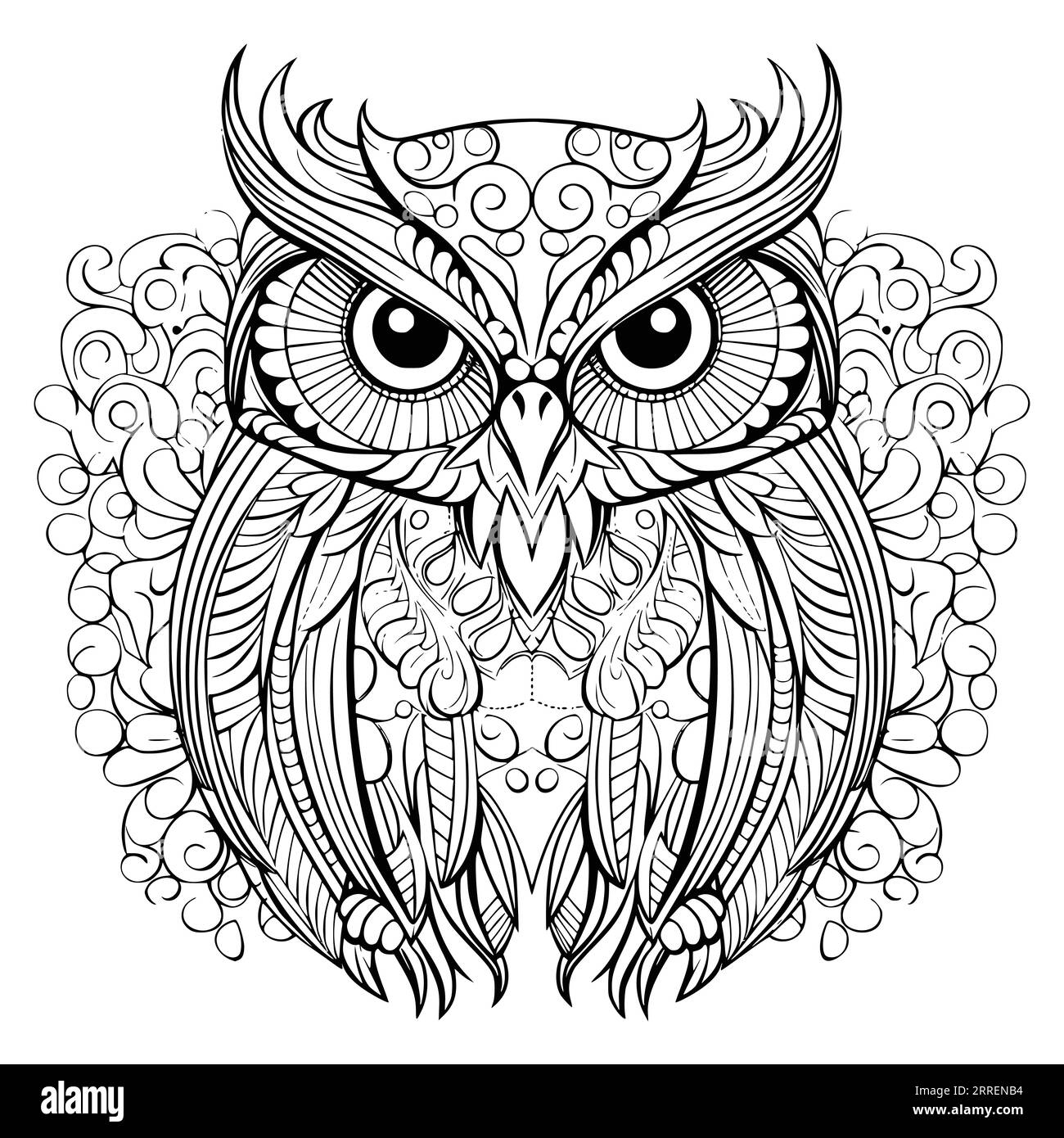Cute Owl Coloring Pages Black And White Stock Photos Images Alamy