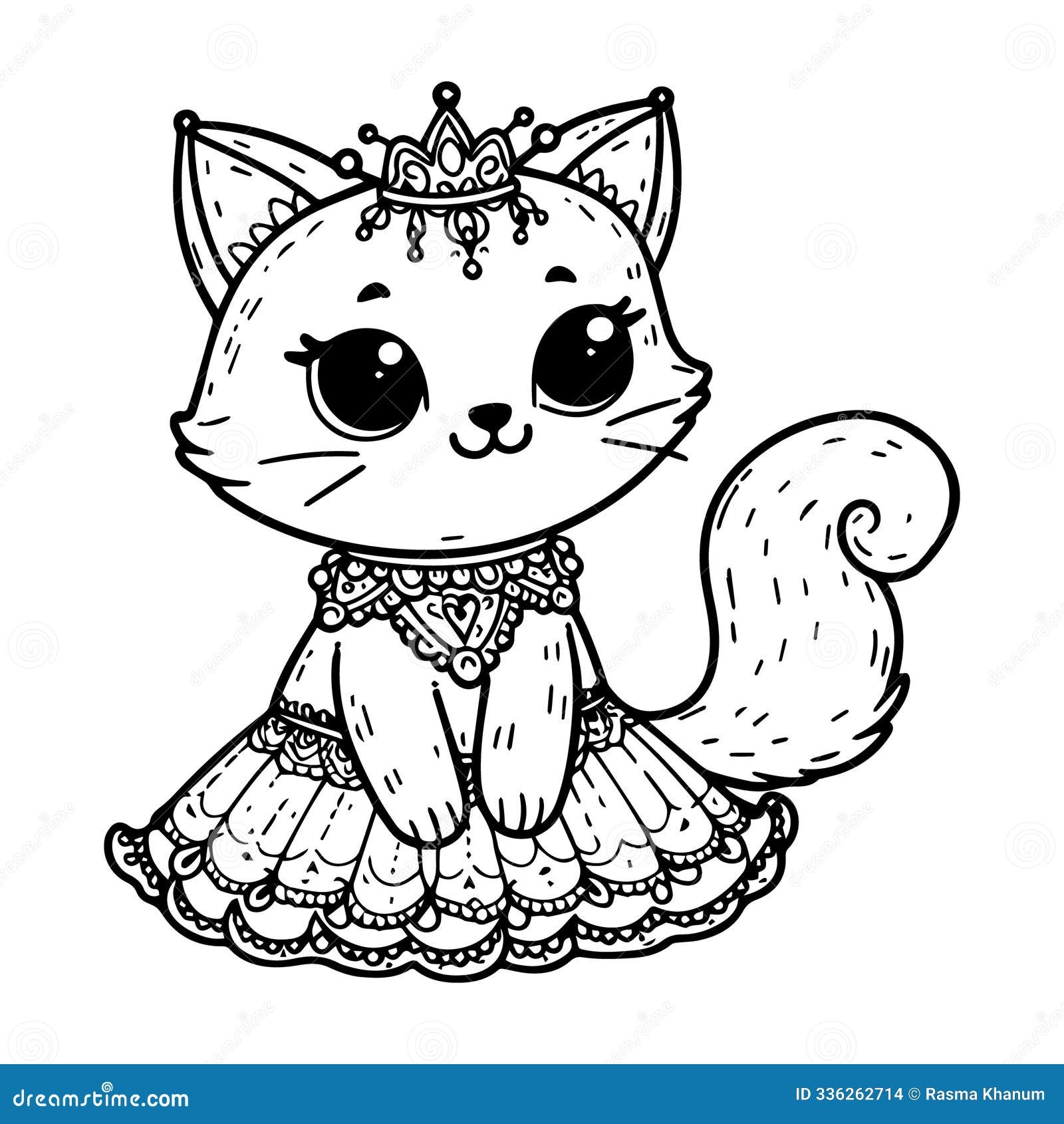 Cute Princess Cat Colouring Page Stock Illustration Illustration Of Person Princess 336262714