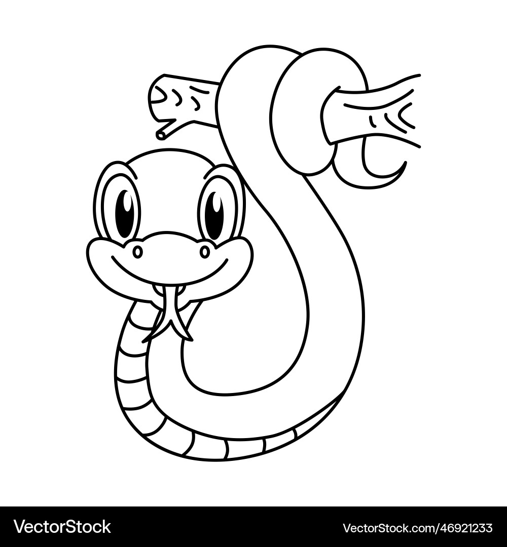 Cute Snake Cartoon Coloring Page For Kids Vector Image Cute Snake Cartoon Coloring Page For Kids Vector Image
