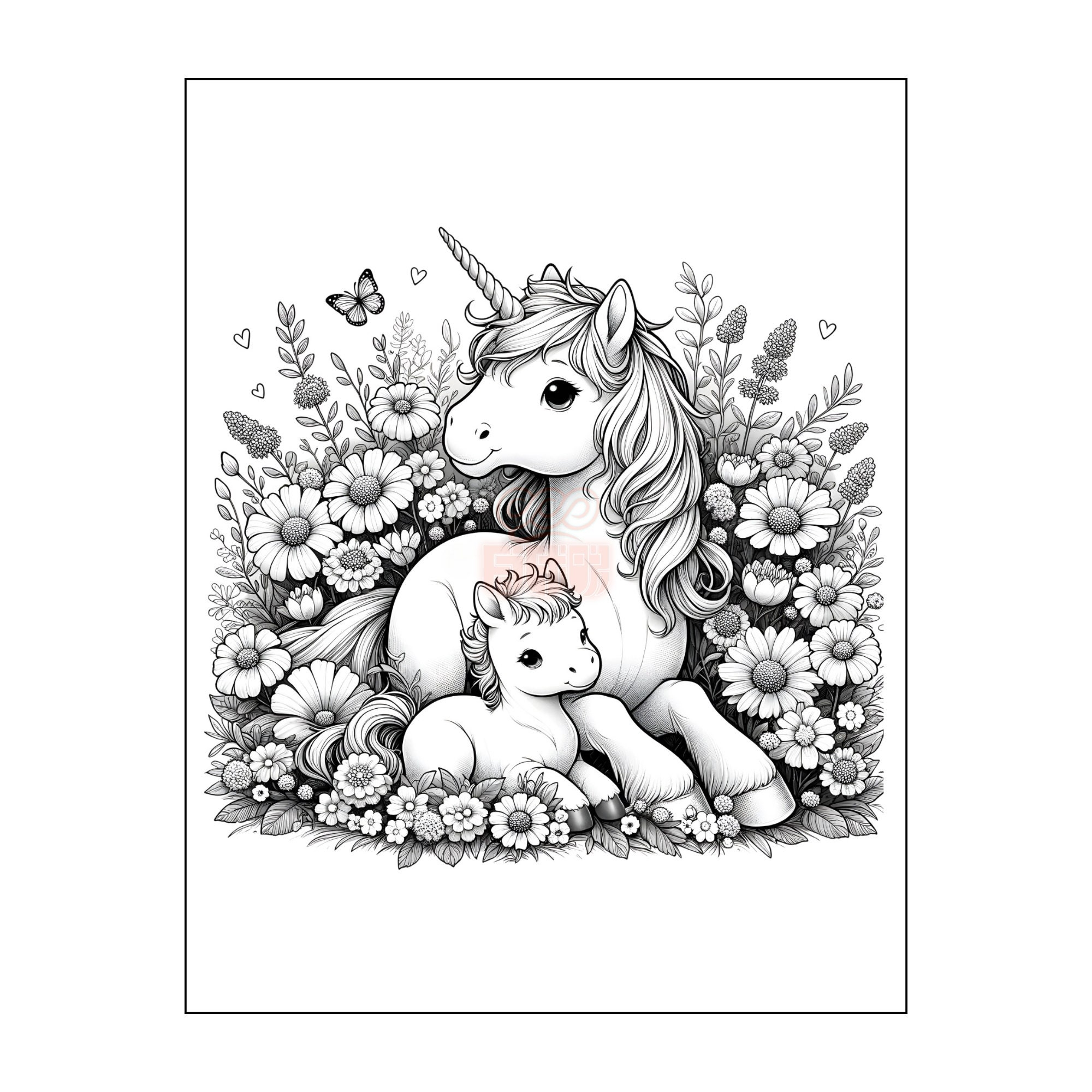 Cute Unicorn Coloring Pages coloring Pages For Kids printable Coloring Sheets Digital Download Coloring Pages flower Unicorn Coloring Sheet Etsy
