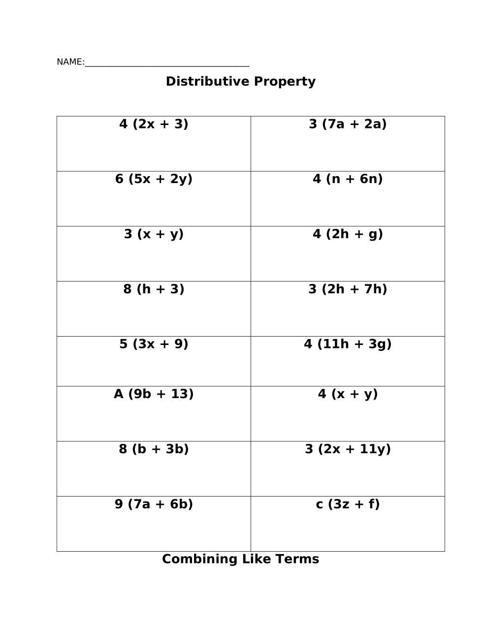 Distributive Property Worksheet Molly Good Library Formative