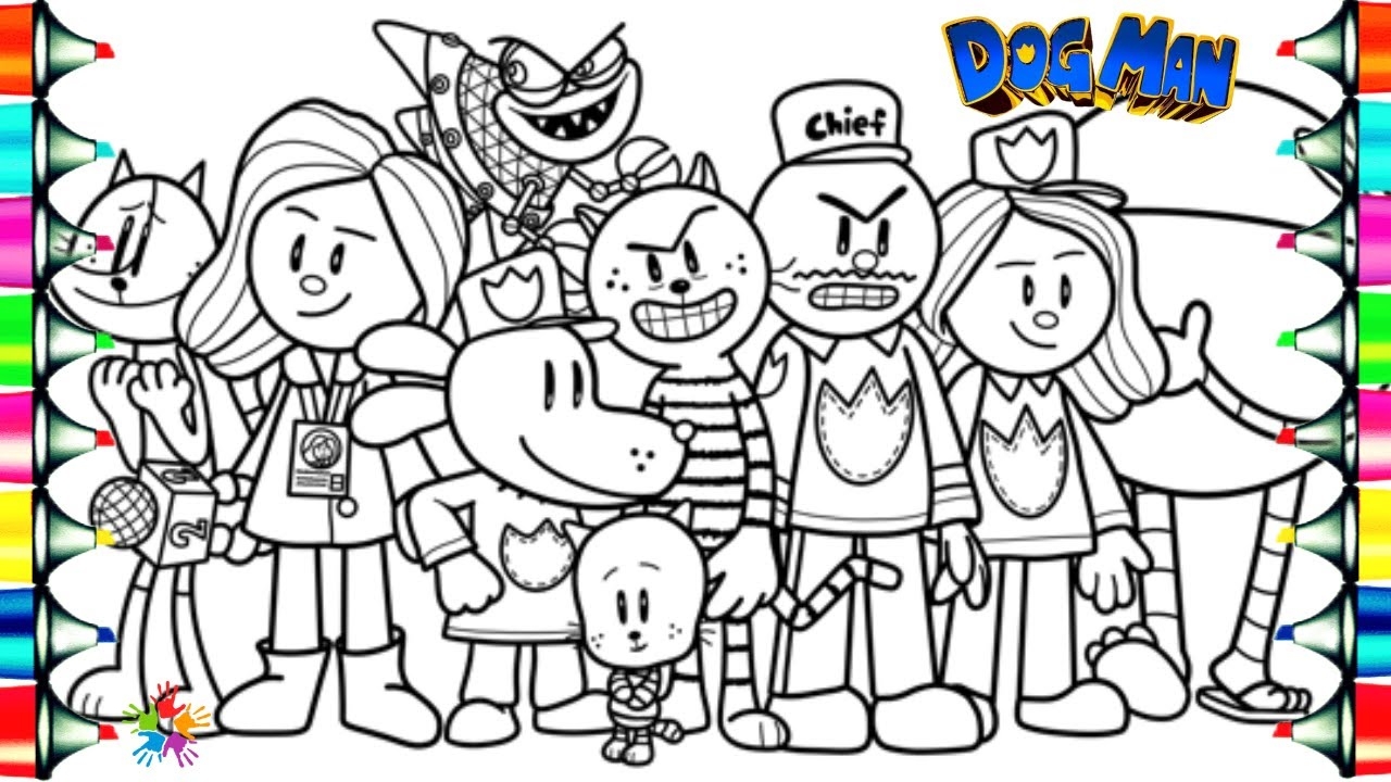 Dog Man Movie New Coloring Pages How To Color All Main Characters From DogMan NCS Music YouTube