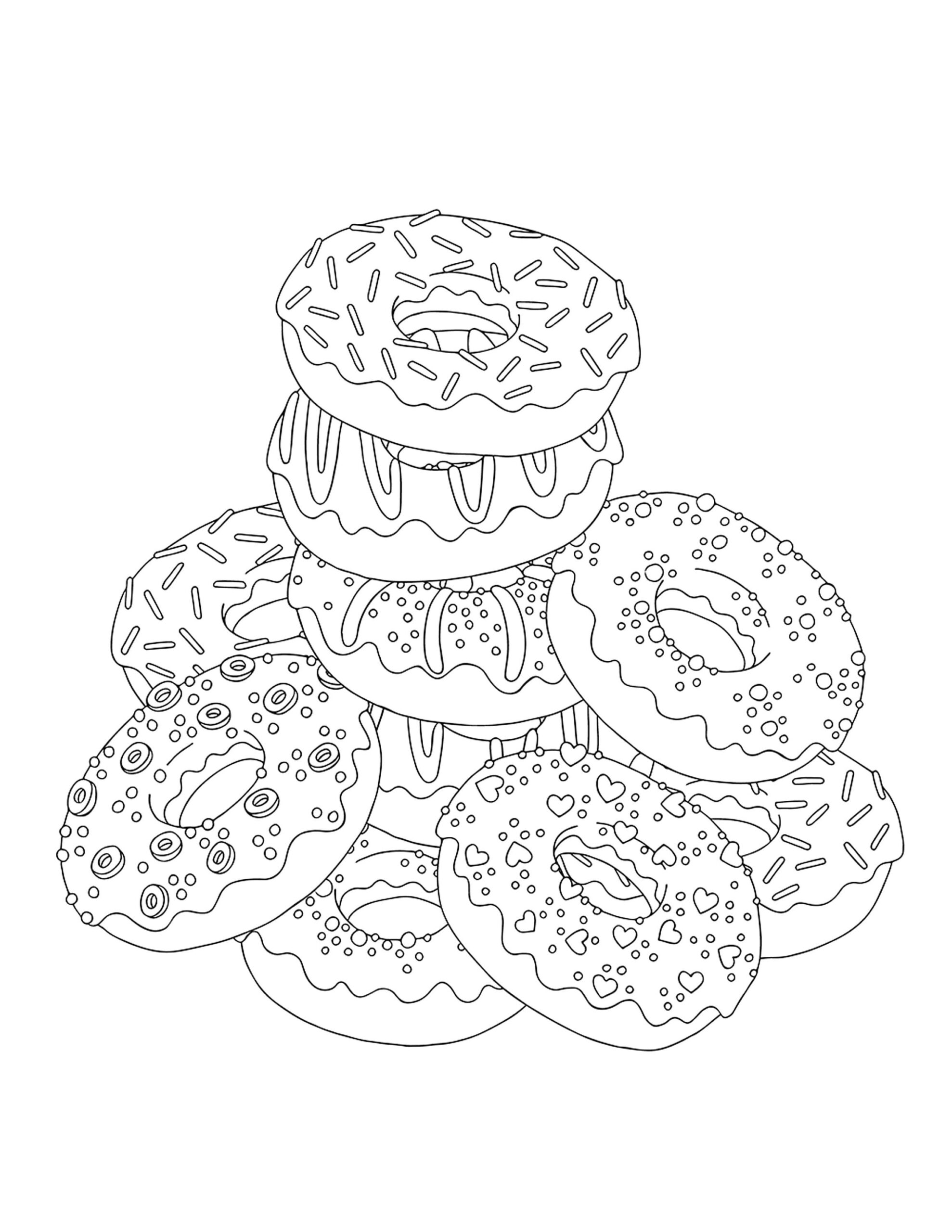 Donut Coloring Page Etsy Sweden