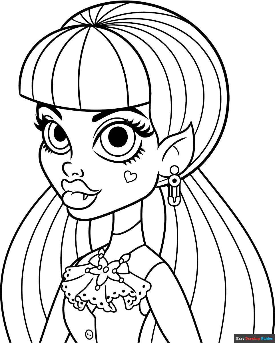 Draculaura From Monster High Coloring Page Easy Drawing Guides Draculaura From Monster High Coloring Page Easy Drawing Guides