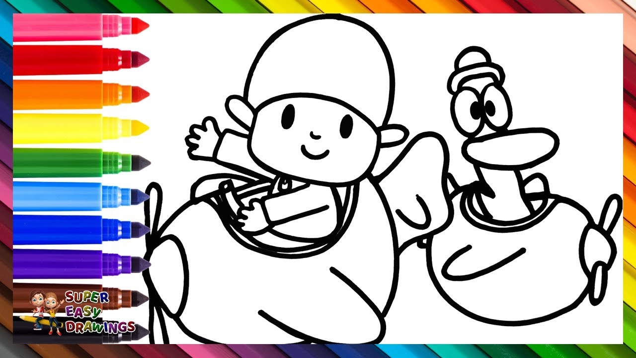 Draw And Color Pocoyo And Pato In Airplanes Drawings For Kids YouTube