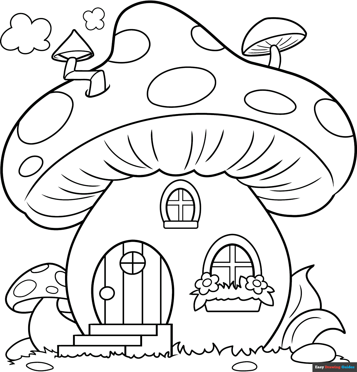 Easy Mushroom House Coloring Page Easy Drawing Guides Easy Mushroom House Coloring Page Easy Drawing Guides