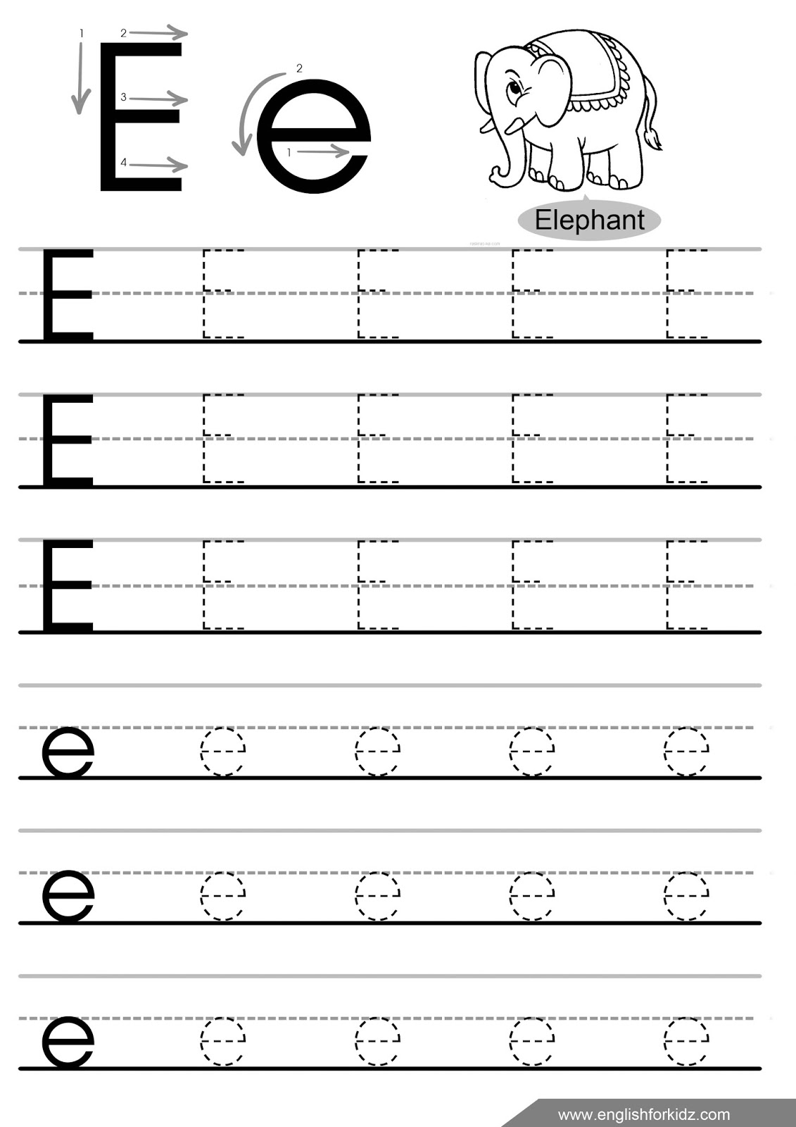 letter e worksheets