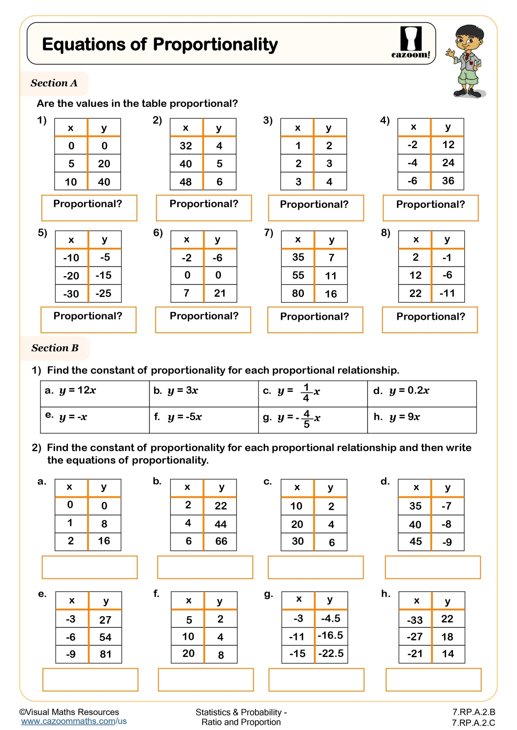 constant of proportionality worksheet