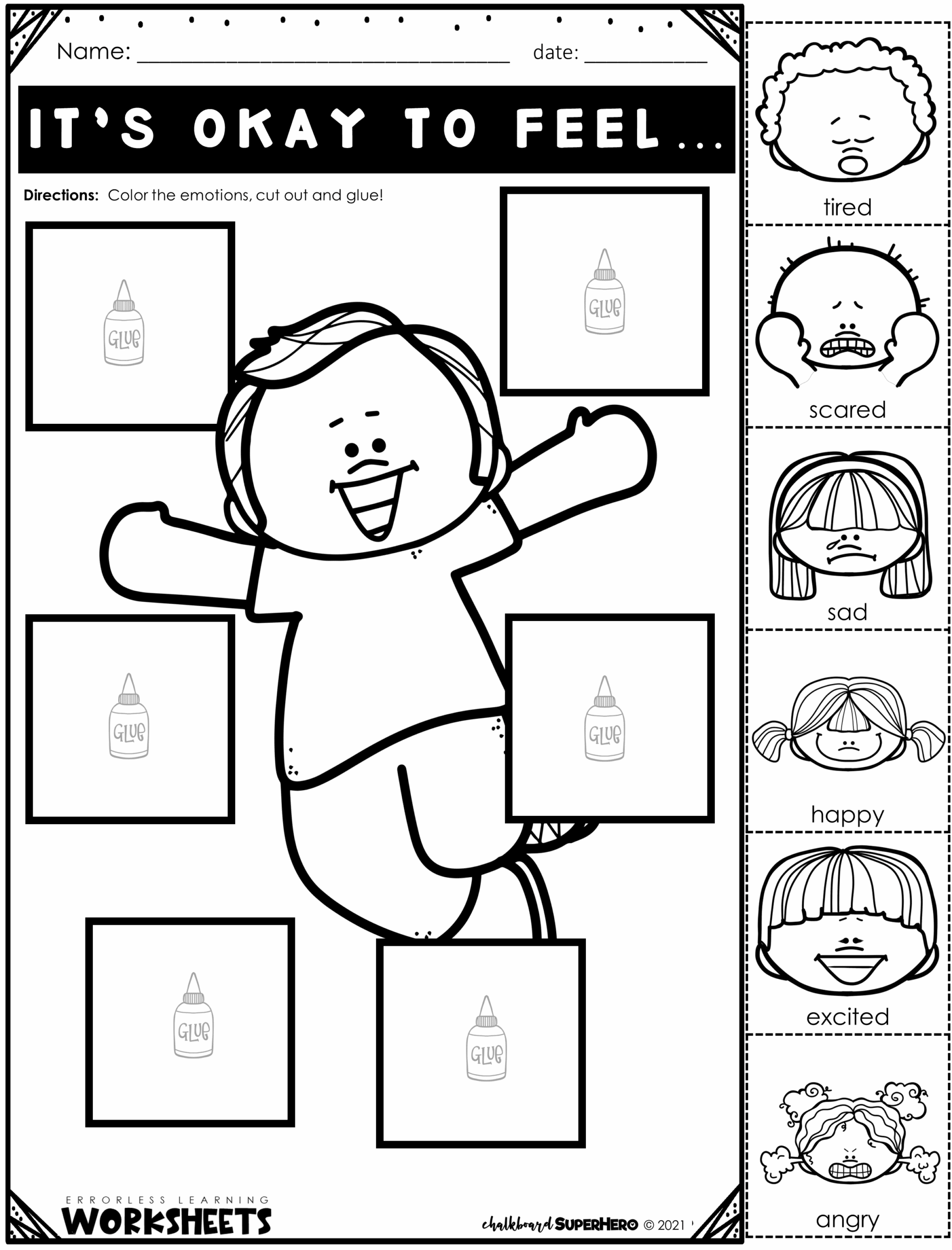 Errorless Worksheets Life Skills Chalkboard Superhero