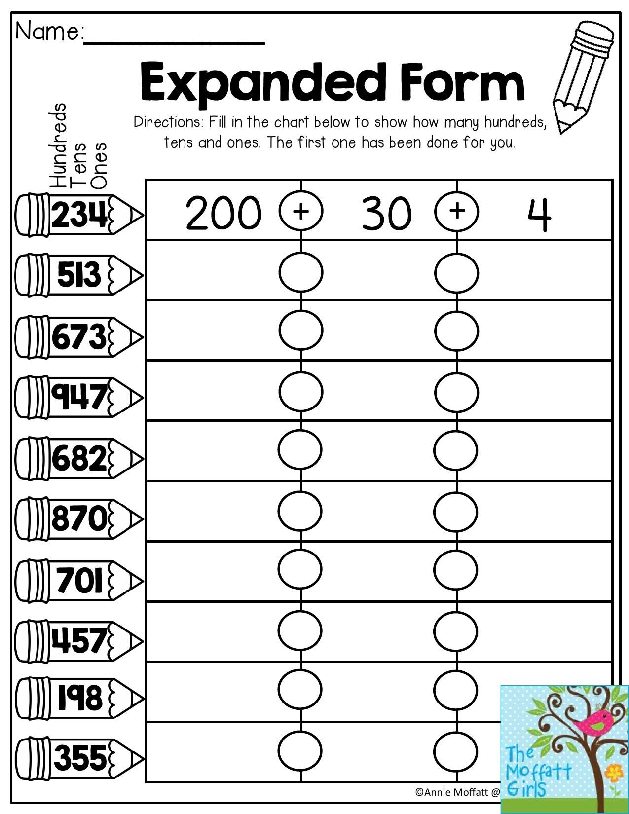expanded form worksheets