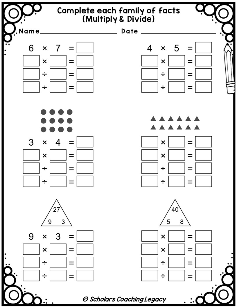 Fact Families Multiplication Division Worksheet Math Problems Made By Teachers