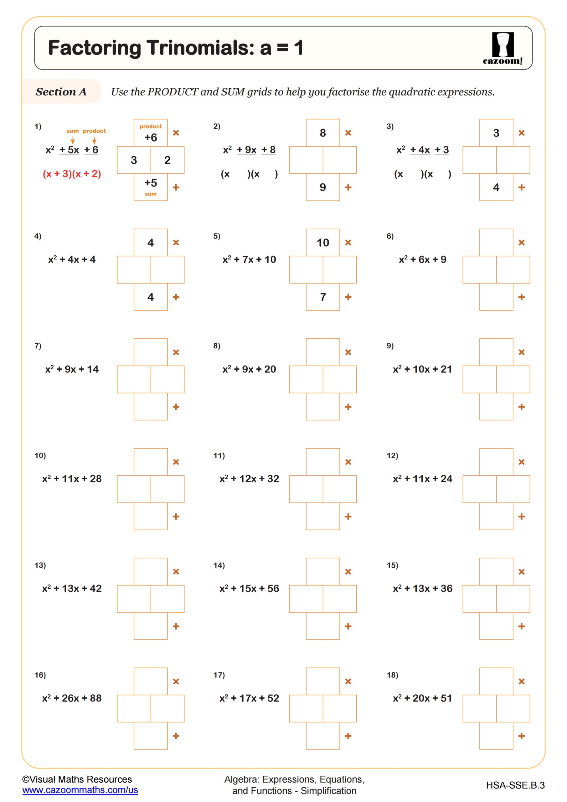 Factoring Trinomials A 1 Worksheet Fun And Engaging Algebra I PDF Worksheets