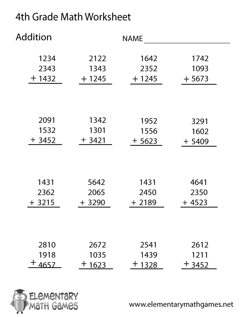 4th grade worksheets