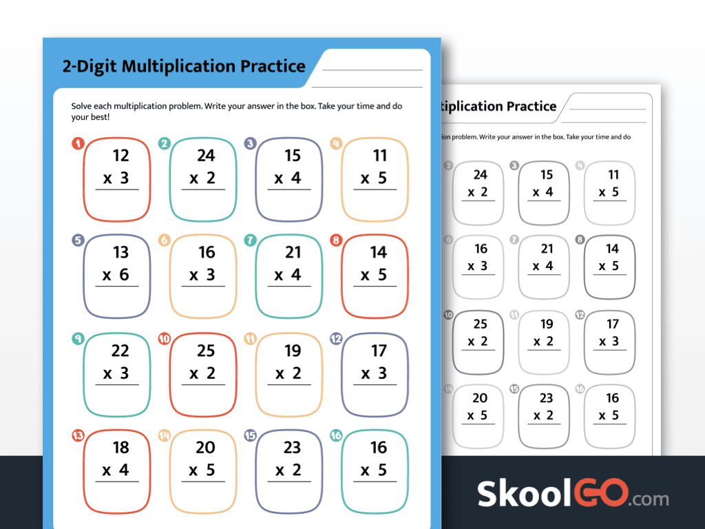 2 digit multiplication worksheets