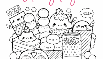 Free Coloring Page With Kawaii Food Doodle Printable PDF 