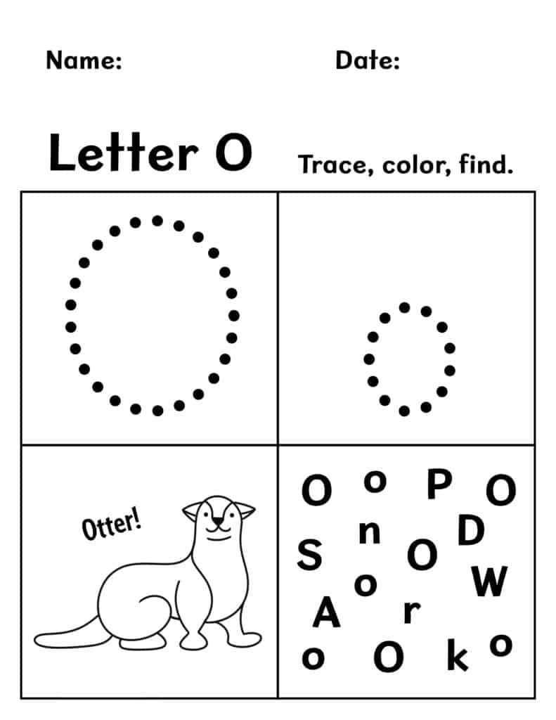 letter o worksheets