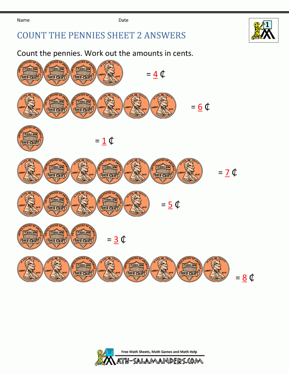 counting coins worksheets