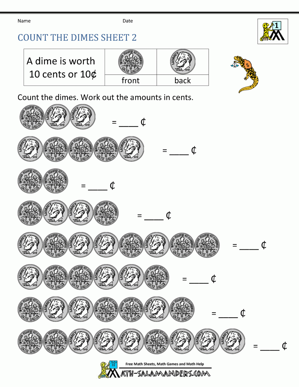 counting money worksheets