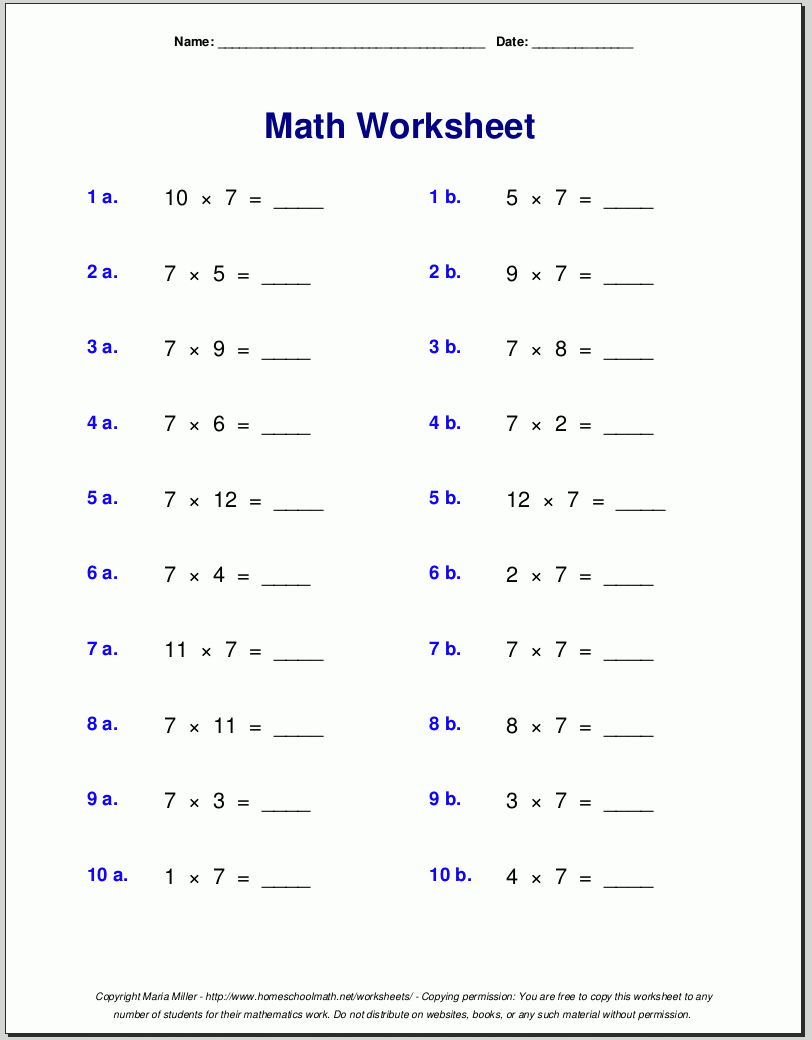 7th grade math worksheets