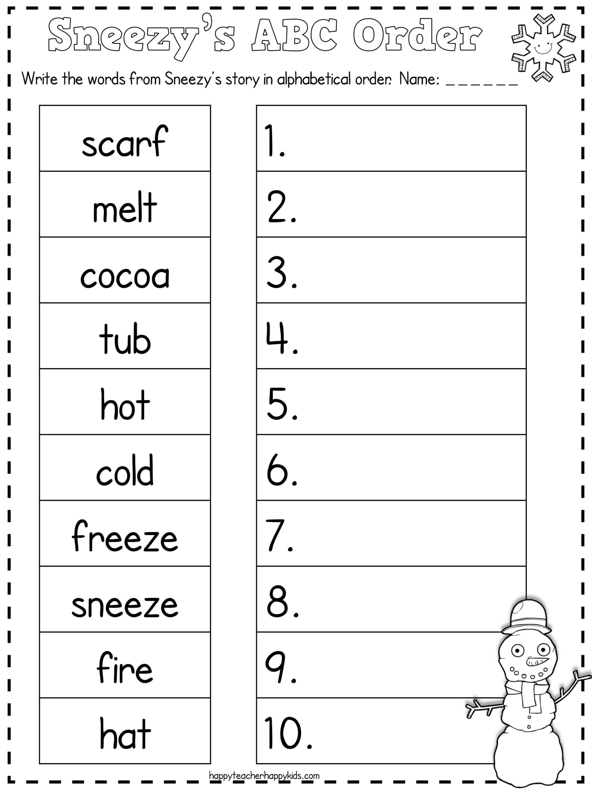 alphabetical order worksheets