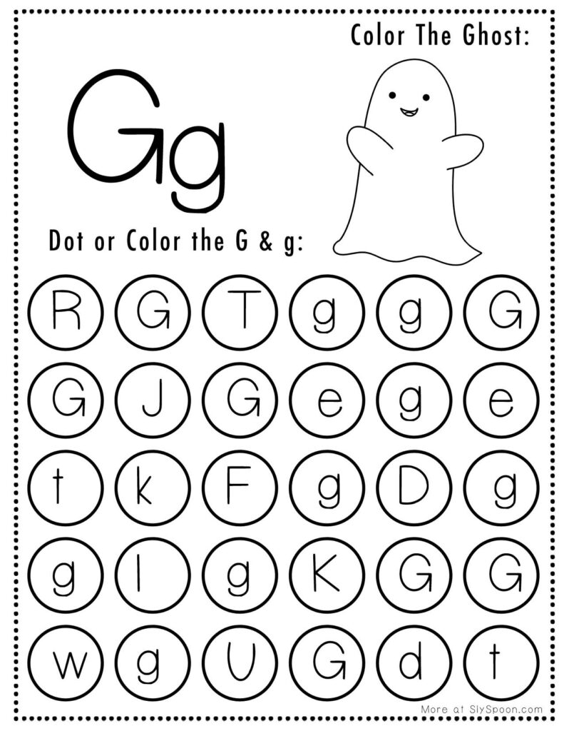 Free Printable Halloween Themed Letter G Dot Marker Activity Worksheets Sly Spoon