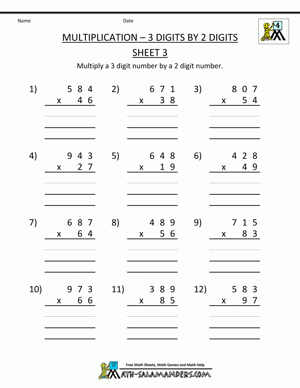 multiplication worksheets grade 4
