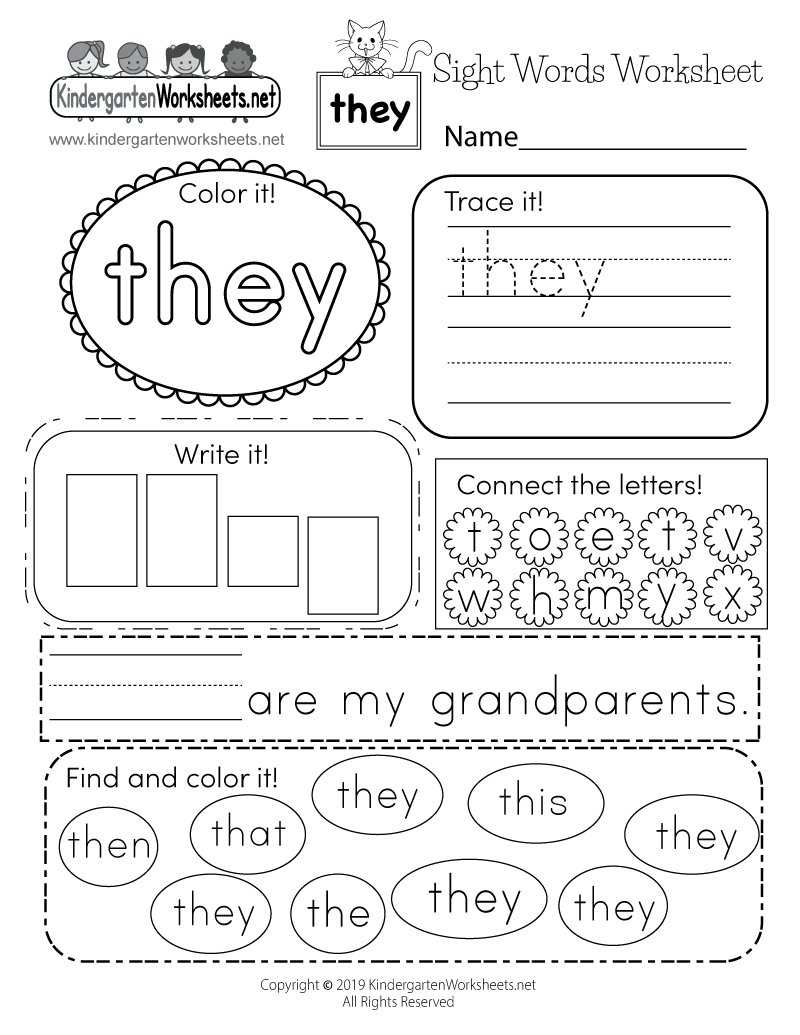 sight word worksheets