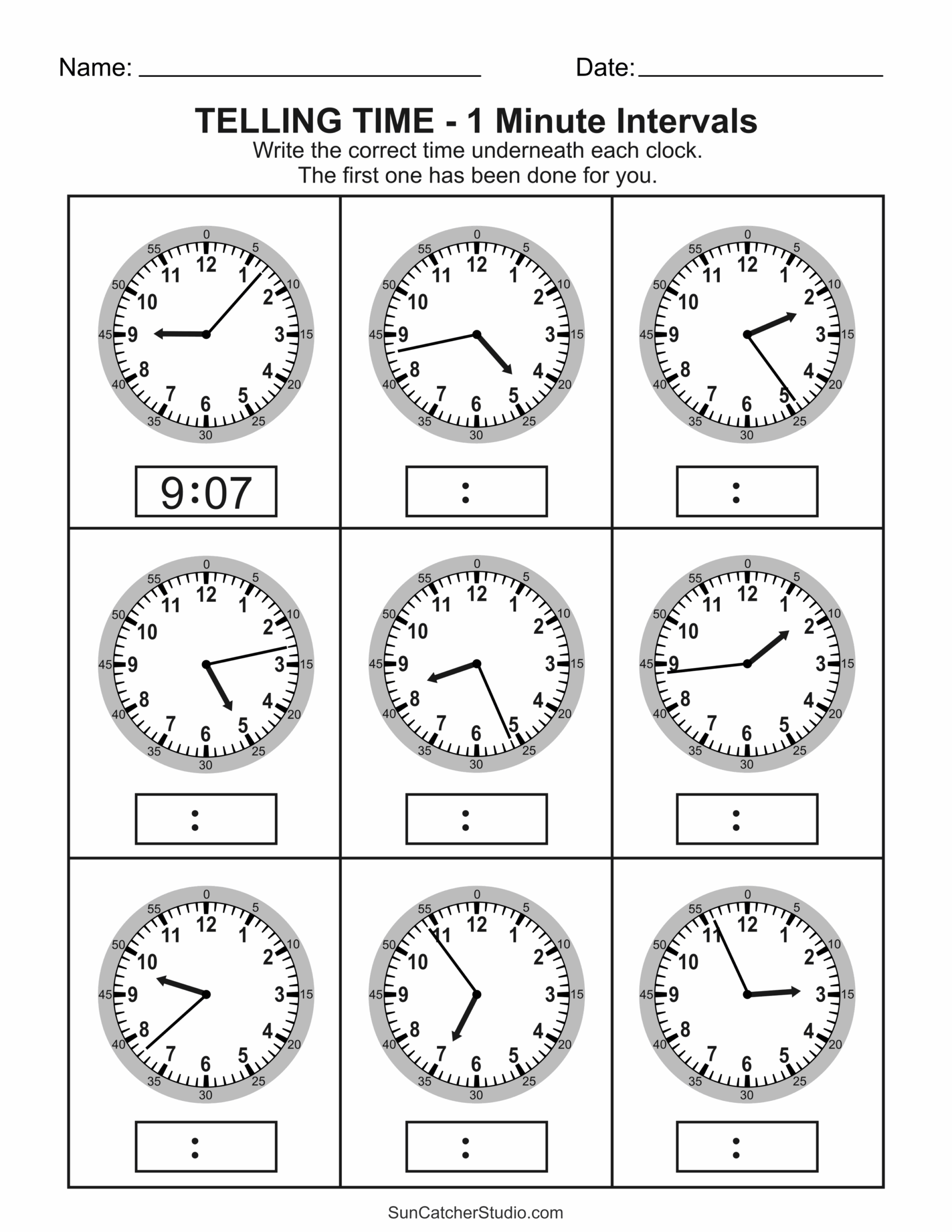 telling time worksheets