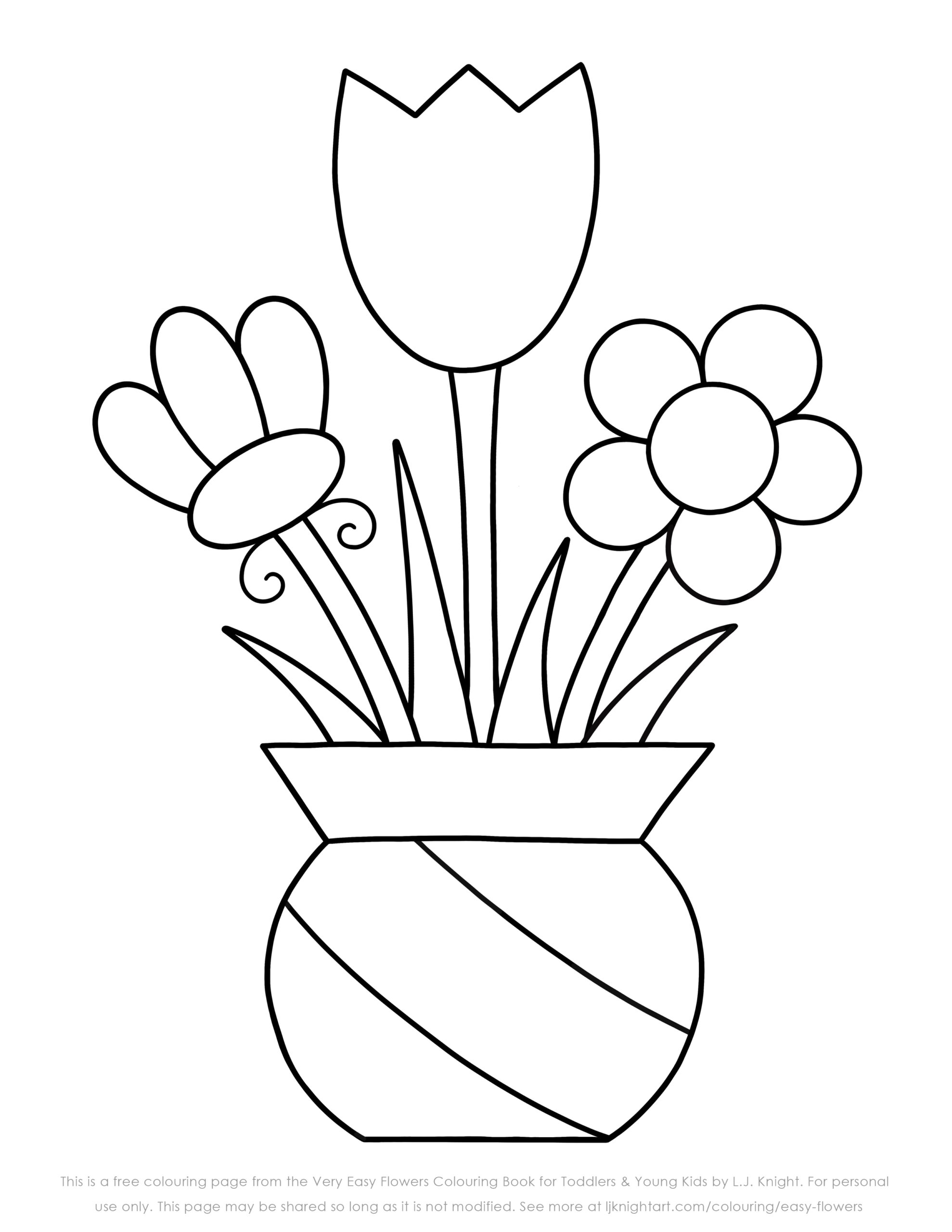 Free Very Easy Flowers Colouring Page L J Knight Art Free Very Easy Flowers Colouring Page L J Knight Art