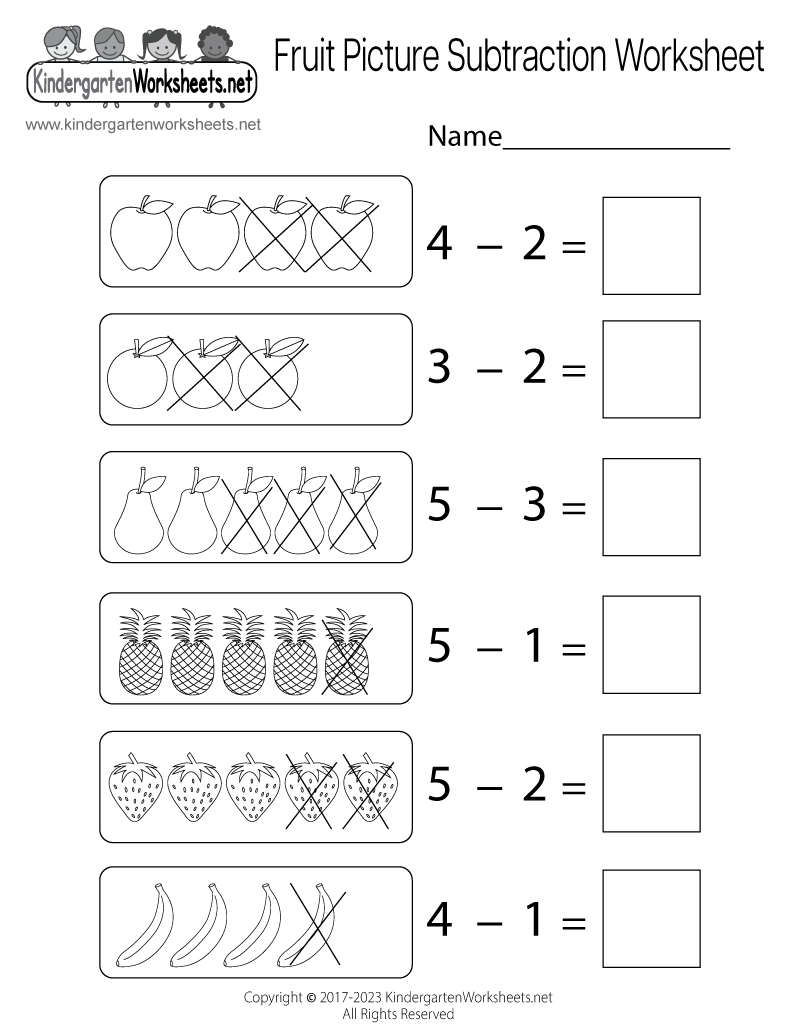 subtraction worksheets for kindergarten