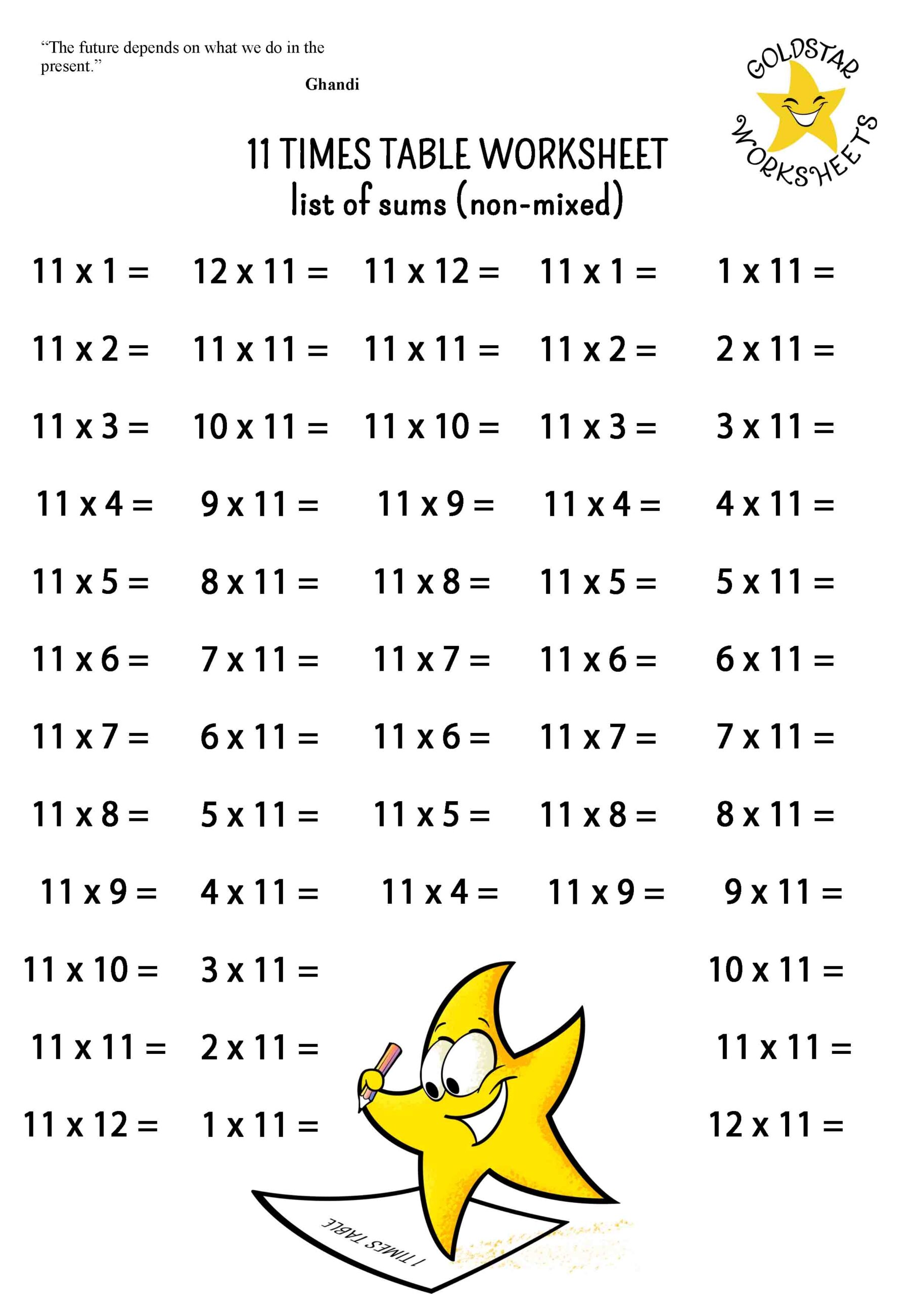 Fun Free 11 Times Table Worksheets Vibrant Designs DIY Coloring 