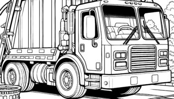 Garbage Truck Stopped At Traffic Light Coloring Page For Free Download