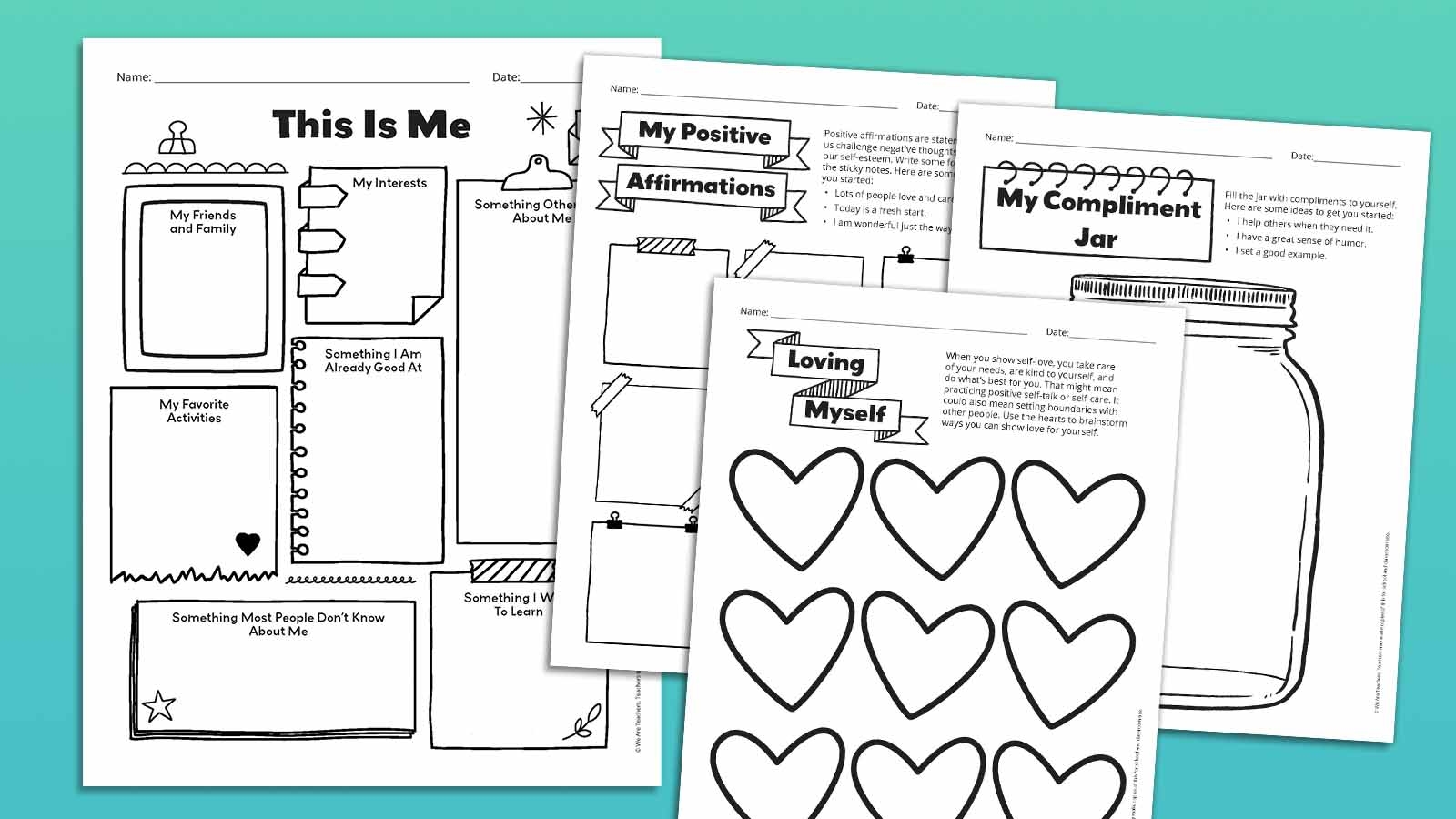 self esteem worksheets