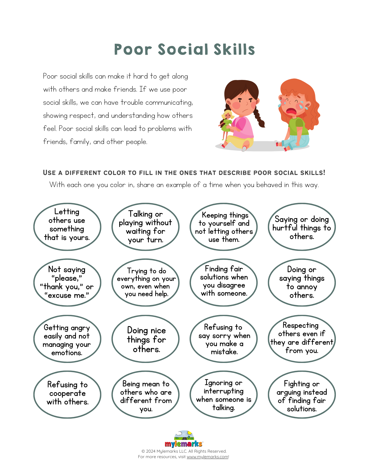 Good And Poor Social Skills from The Social Skills Work through Book 