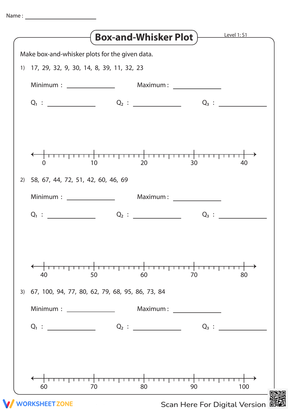 Grade 6 Box Plots Worksheets 2025