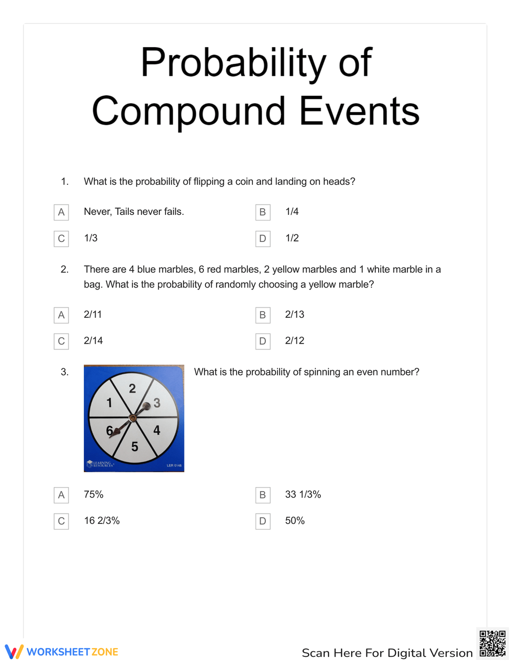 Grade 7 Probability Worksheets