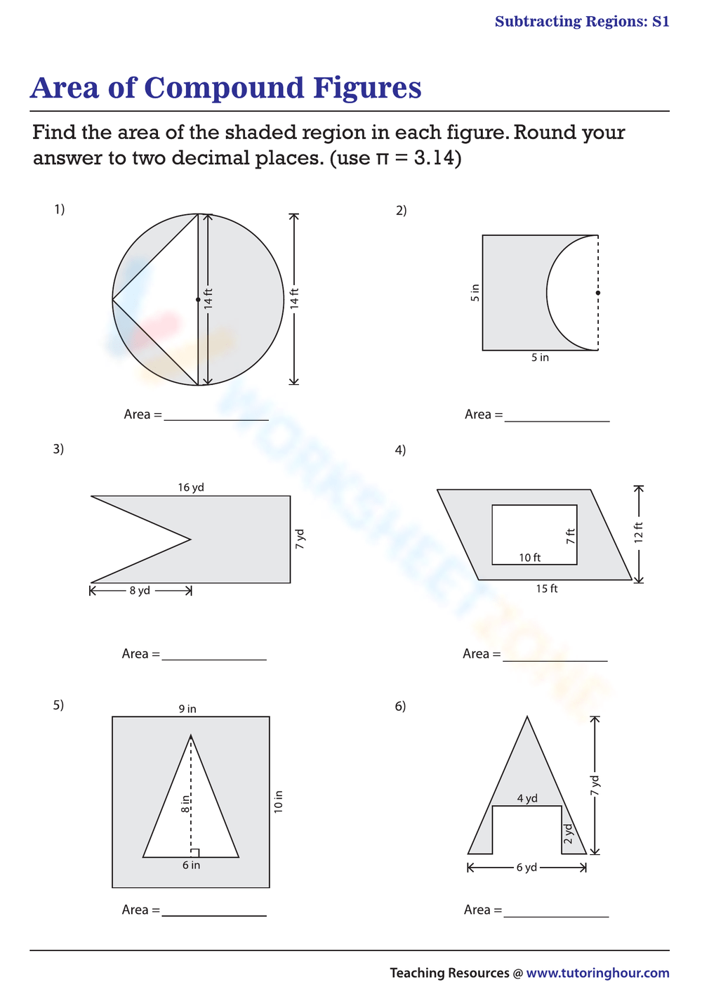 area of composite figures worksheet