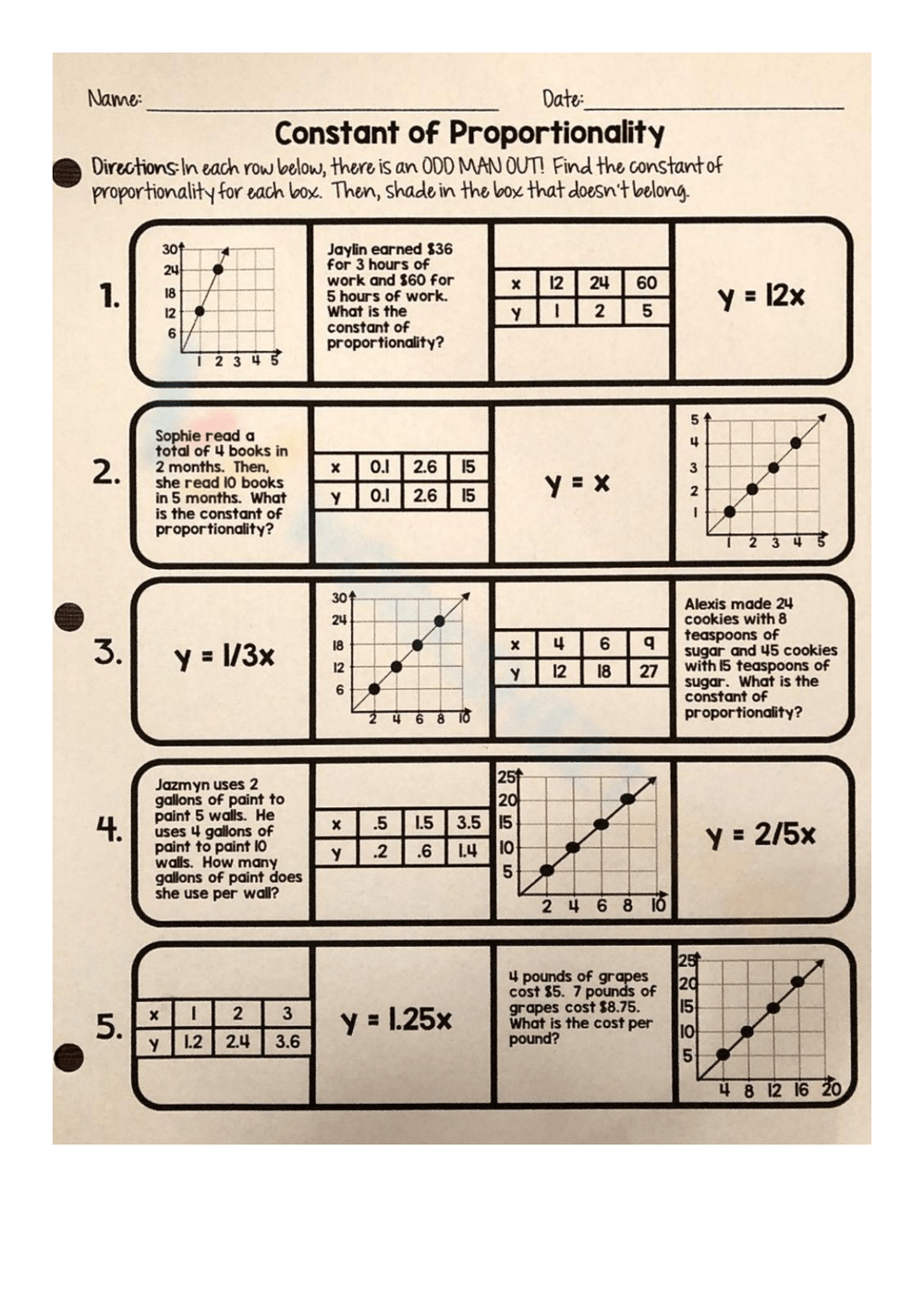 Grade 8 Constant Of Proportionality Worksheets 2025
