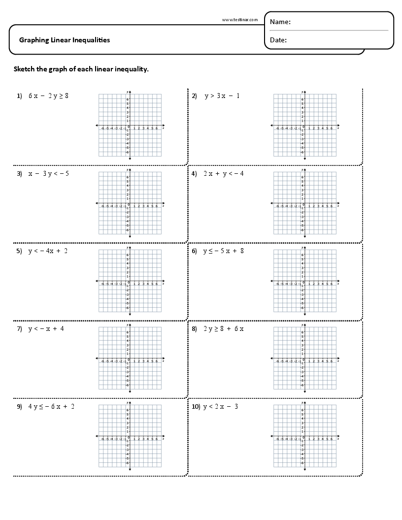 graphing inequalities worksheet