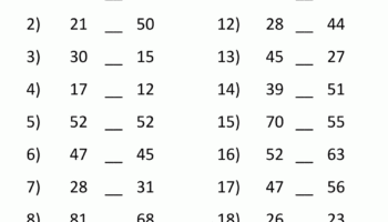 Greater Than Less Than Worksheet Comparing Numbers To 100