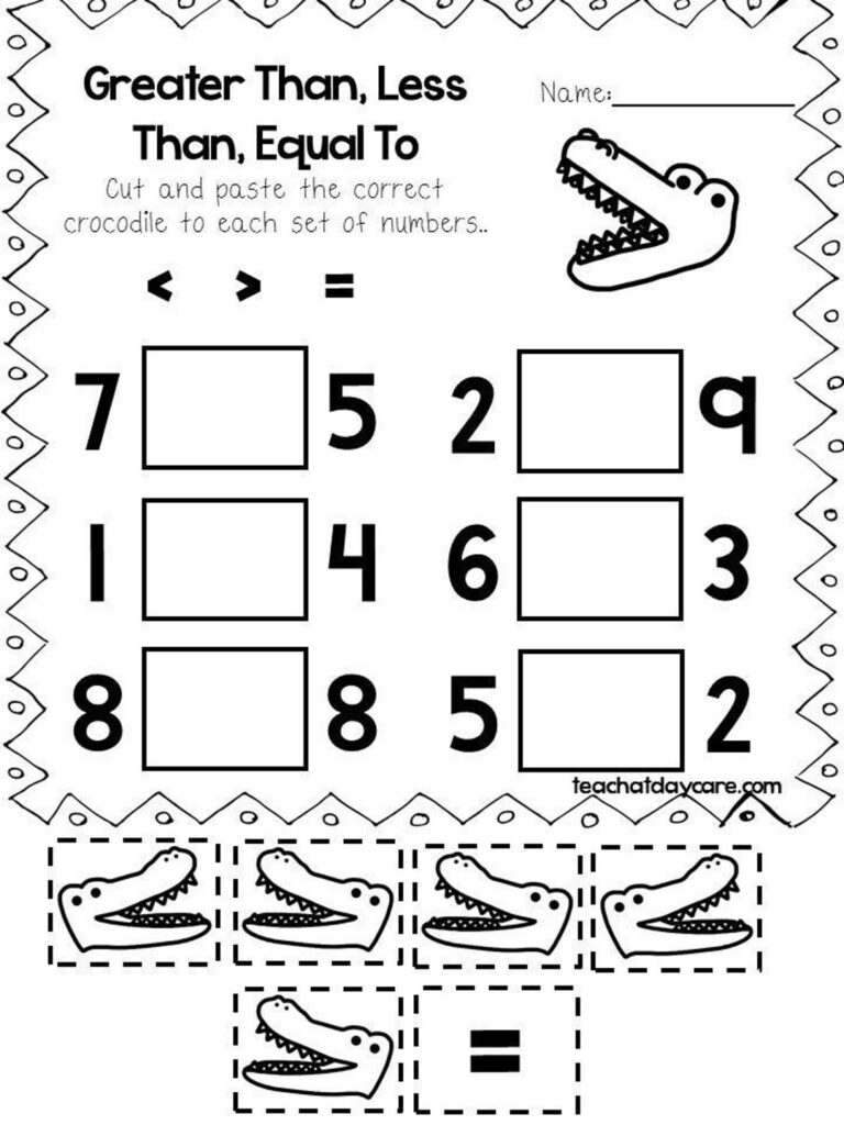 Greater Than Less Than Worksheets Preschool 3rd Grade Math printable Etsy