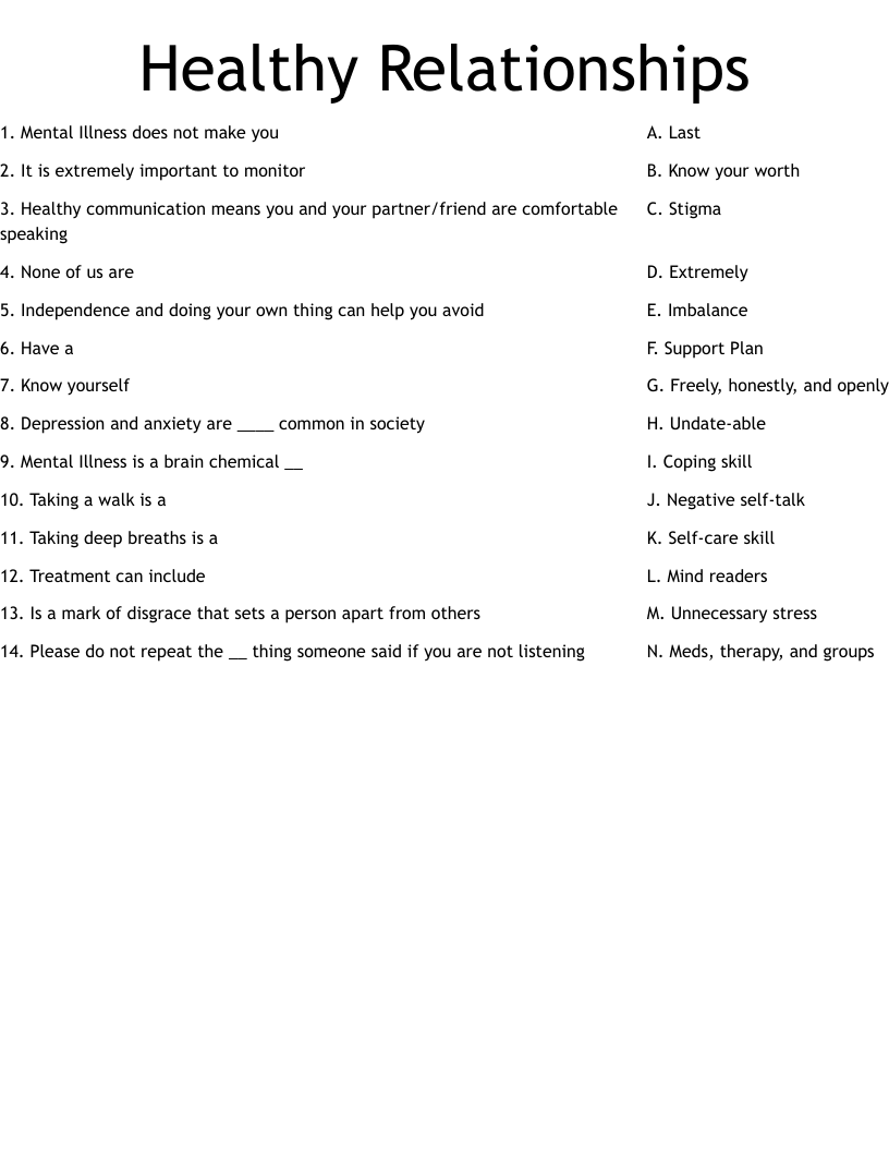 healthy relationships worksheets